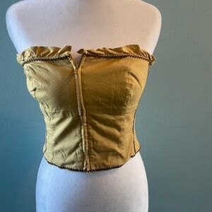 Yellow Strapless Ruffle Trim Top